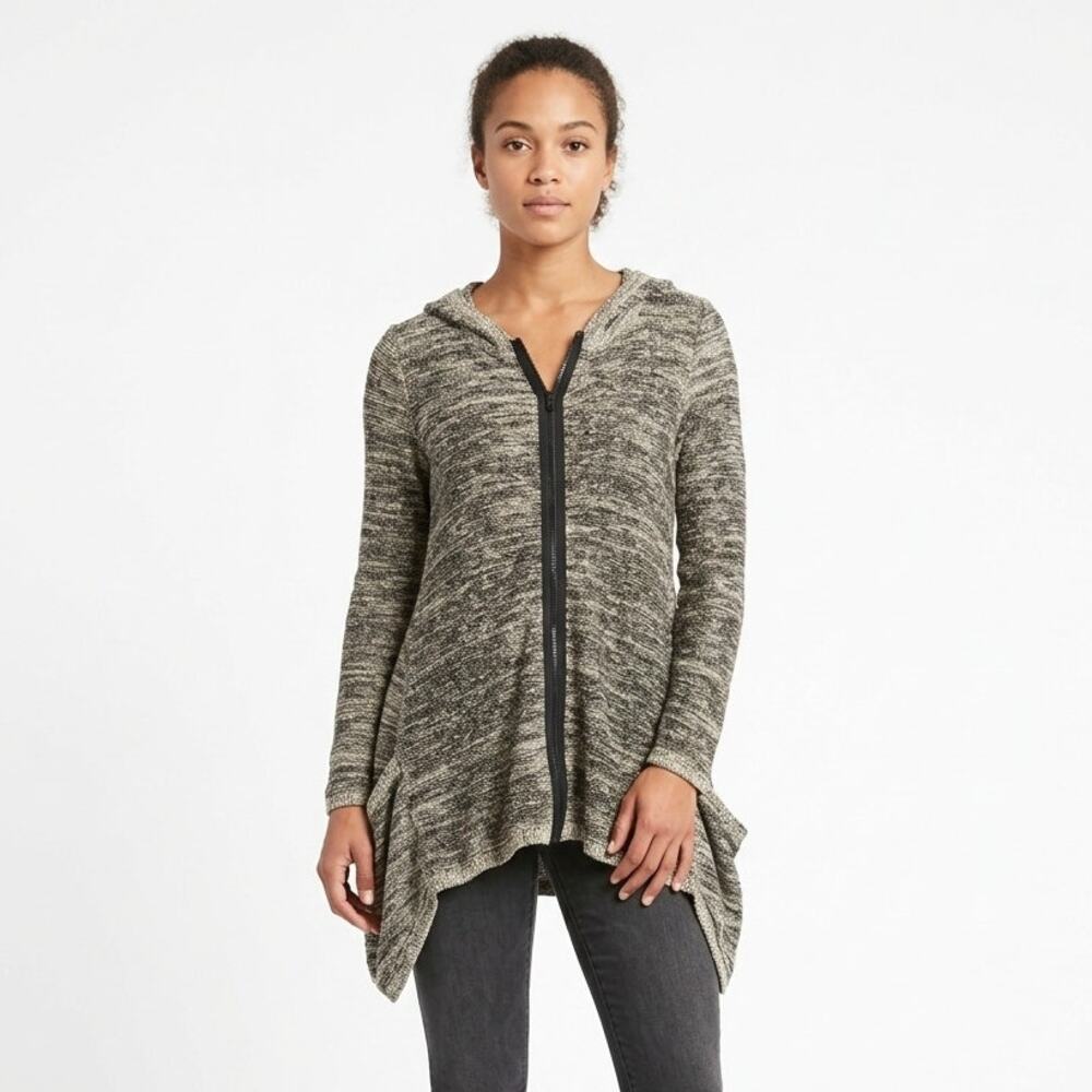 Swan and Swan Cardigan Sweater Womens M Heathered Gray Knit Asymmetric Full Zip